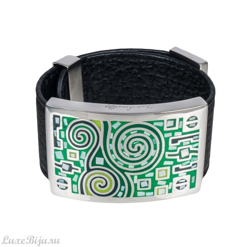 Браслет Fiore Luna на кожаном черном ремешке